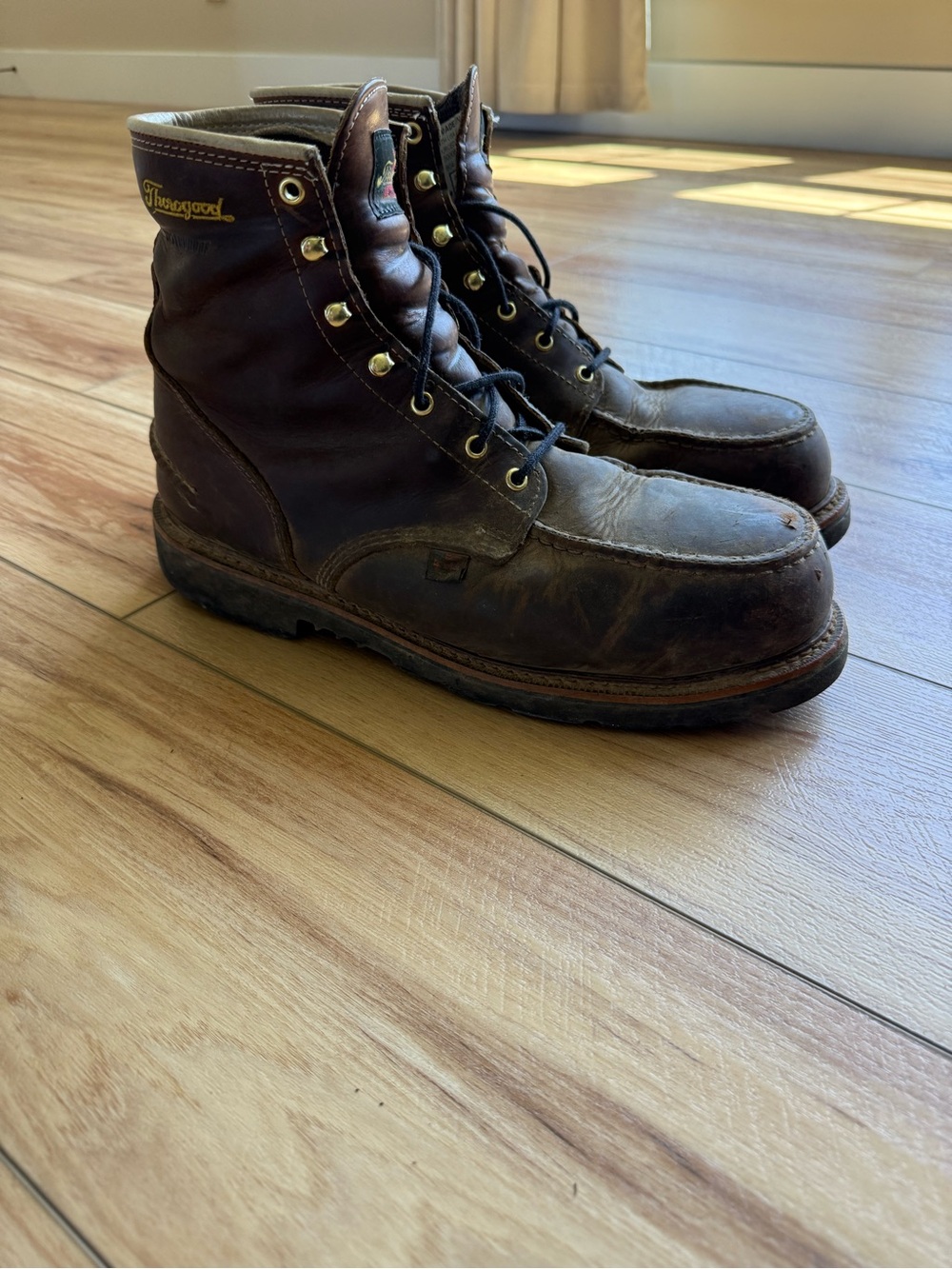 Men's Brown Moc Toe Work Boots